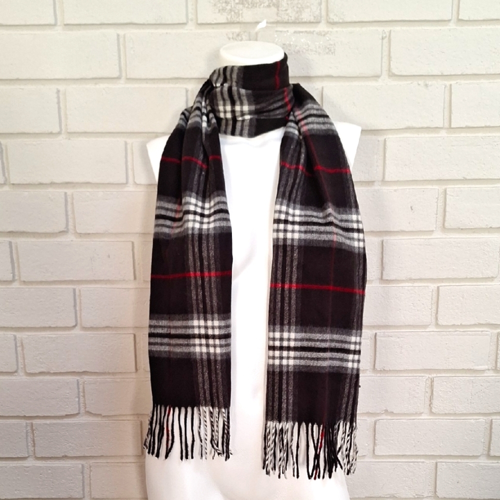 Beautiful Plaid Soft Scarf with Fringe Detail.